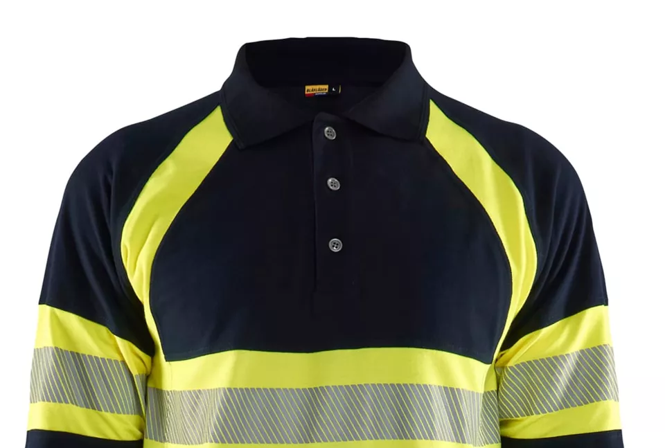 Blaklader 343817418933, Long Sleeve Polo Shirt Multinorm, Navy Blue/ Yellow, image 5, gallery thumbnail