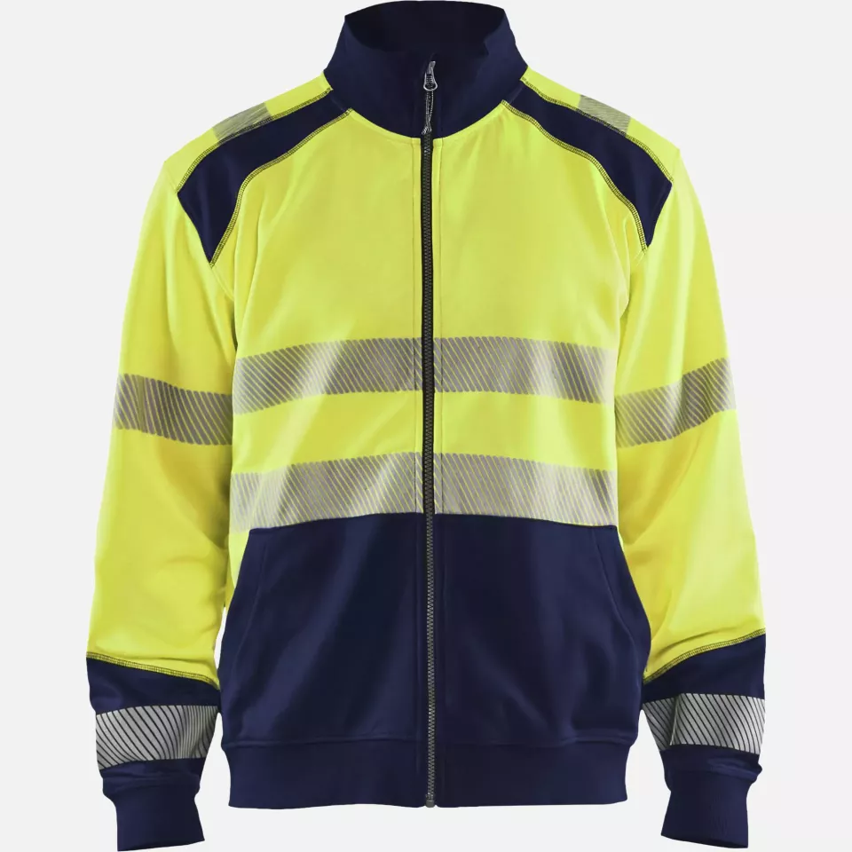Blaklader 355825283389, High Vis Zip Sweatshirt, Yellow/Navy Blue, image 1, gallery thumbnail