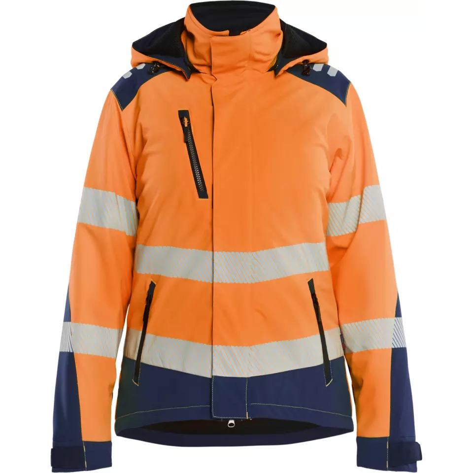 Blaklader 440125135389, High Vis Ladies Lined Lightweight Softshell Winter Jacket, Orange/Navy Blue