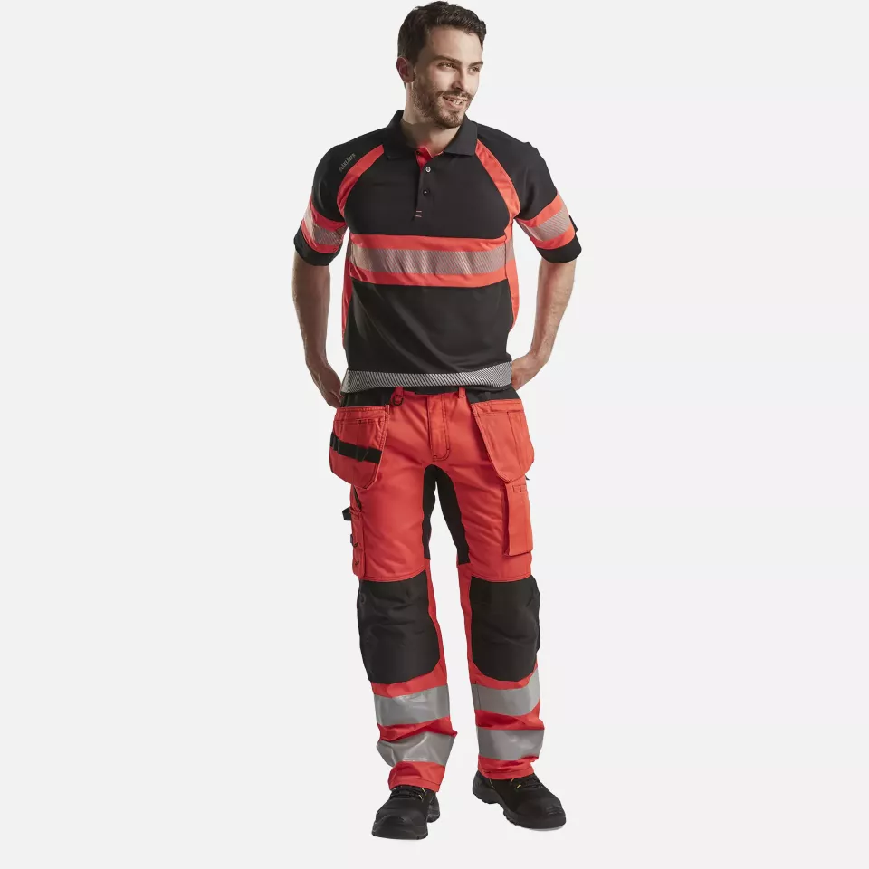 Blaklader 333810519955, High Vis UV Protection Polo Shirt, Black/High Vis Red, image 5, gallery thumbnail