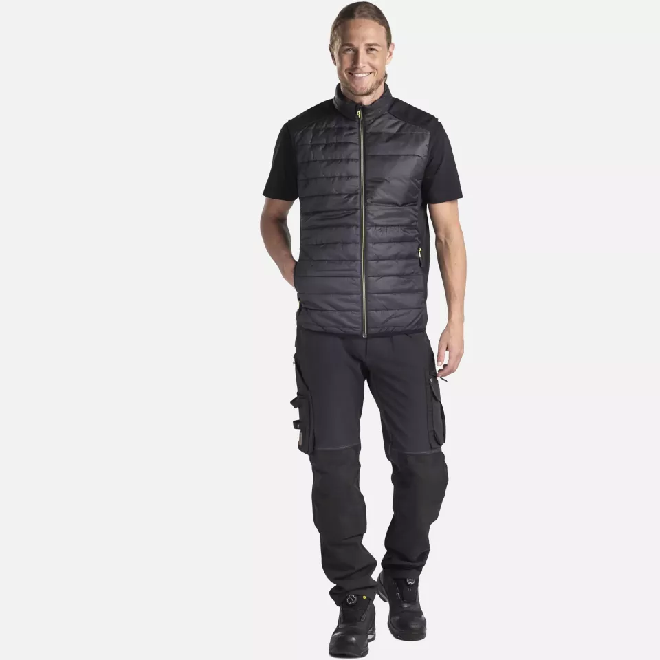 Blaklader 386320309933, Lined Vest, Black/Yellow, image 5, gallery thumbnail