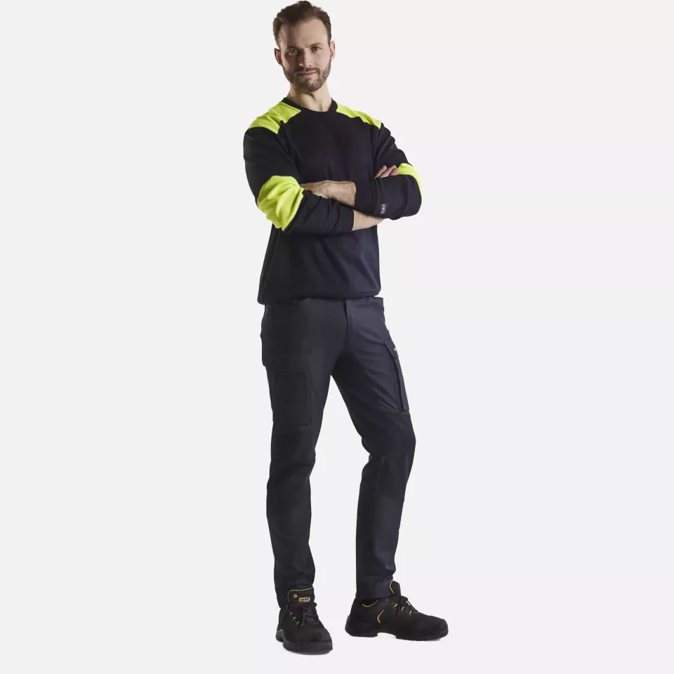 Blaklader 345817628933, Flame Resistant Sweatshirt, Navy/Yellow, image 5, gallery thumbnail