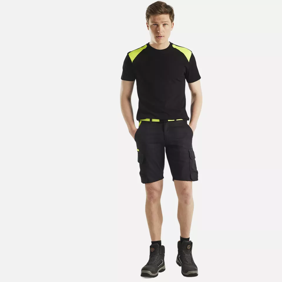 Blaklader 144618329933, Industry Stretch Shorts, Black/Yellow, image 5, gallery thumbnail