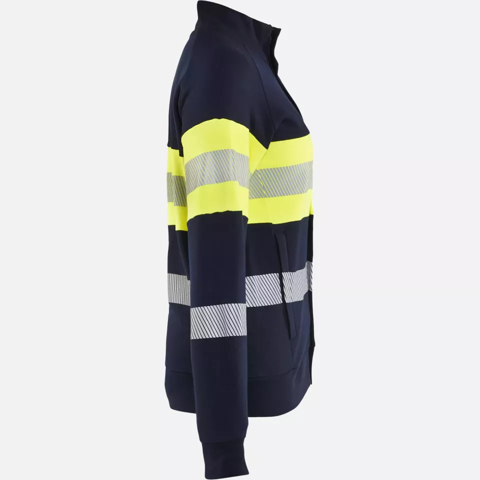 Blaklader 347217628933, Ladies Multinorm High Vis Sweatshirt with Zipper, Navy/Yellow, image 2, gallery thumbnail