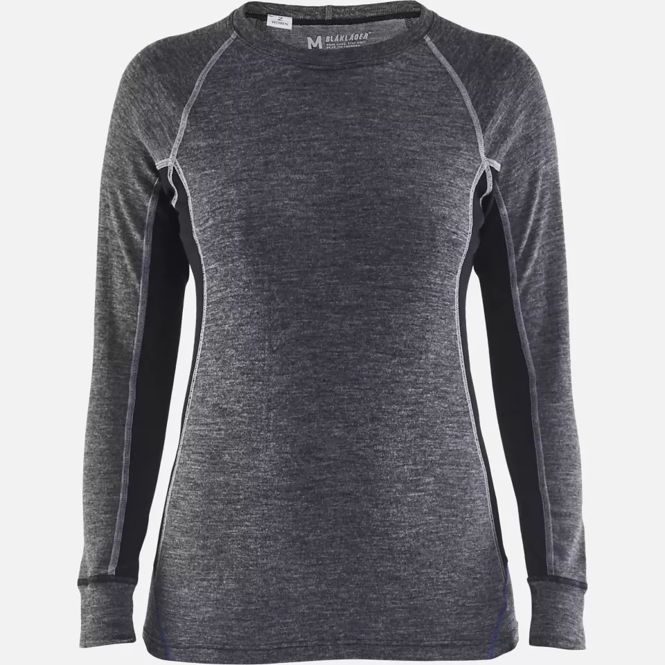 Blaklader 720017329699, Women's Merino Wool Warm Undershirt, Medium Grey/Black, image 1, gallery thumbnail
