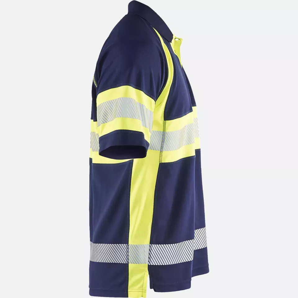 Blaklader 333810518933, High Vis UV Protection Polo Shirt, Navy Blue/ Yellow, image 2, gallery thumbnail
