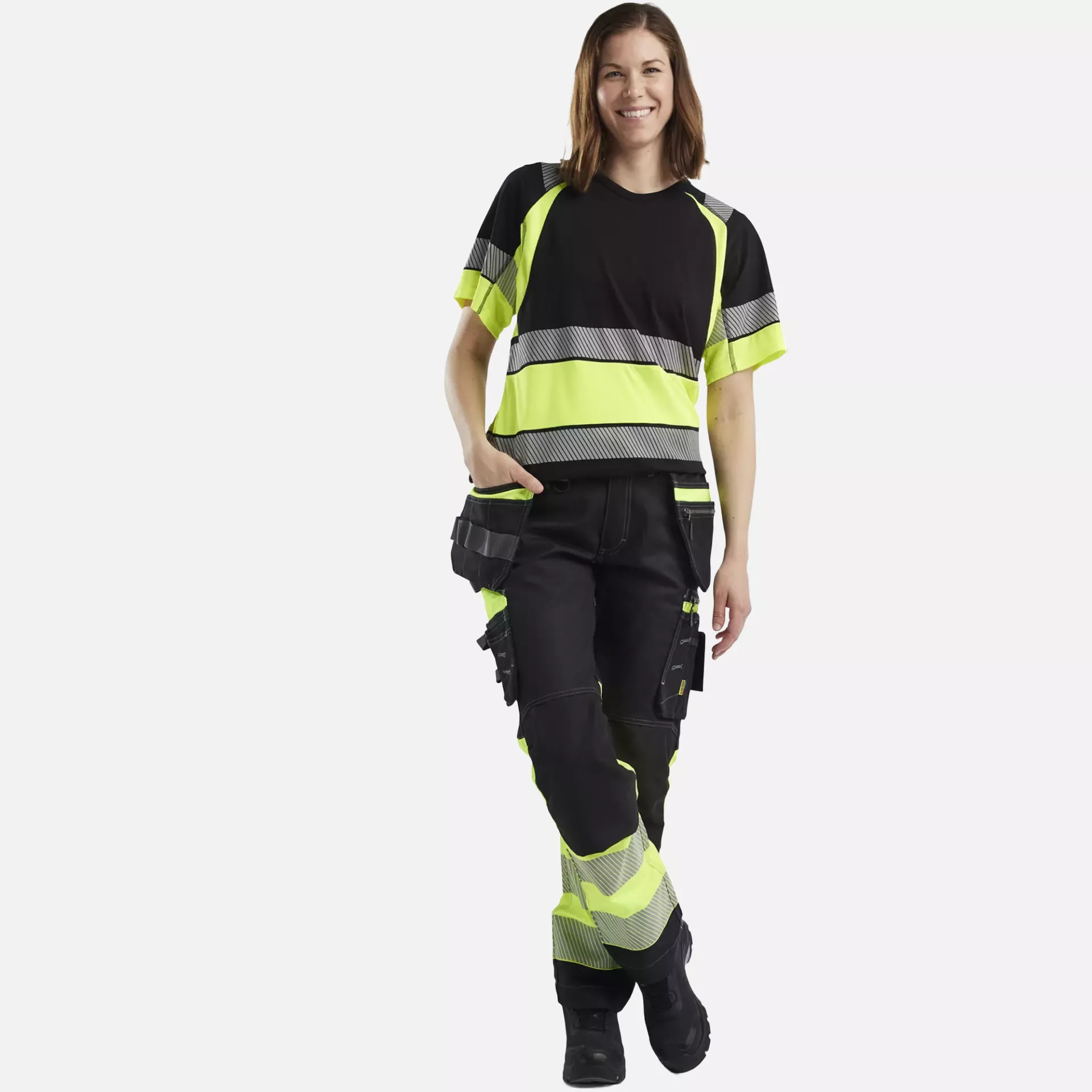 Blaklader 719613709933, High Vis Damen Stretch Arbeitshose, Schwarz/Gelb, image 5