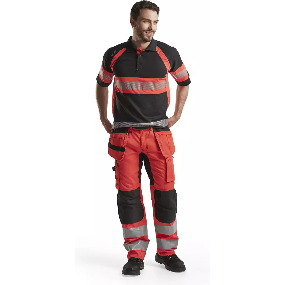 Blaklader 333810519955, High Vis UV Protection Polo Shirt, Black/High Vis Red, image 5, gallery thumbnail