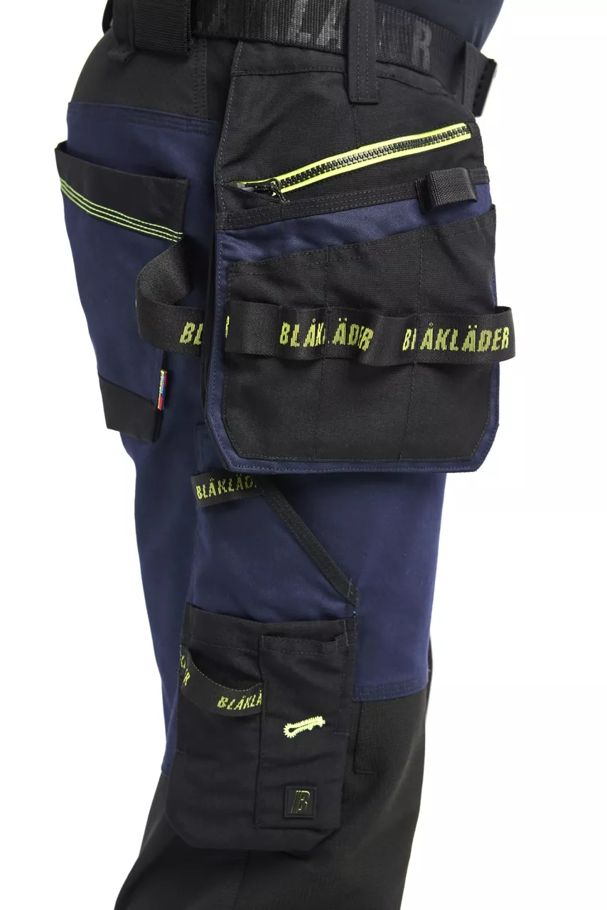 Blaklader 197011498633, STRIKER Craftsman Work Trousers with Stretch, Dark Navy/High Vis Yellow, image 11, gallery thumbnail