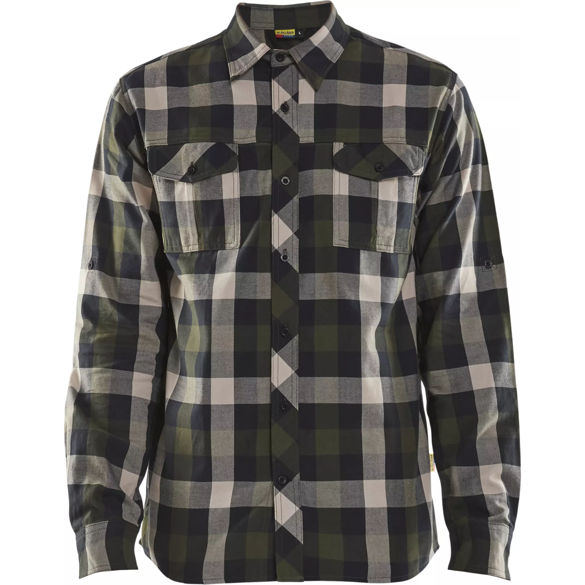 Blaklader 329911524599, Flannel Shirt, Dark Olive Green/Black