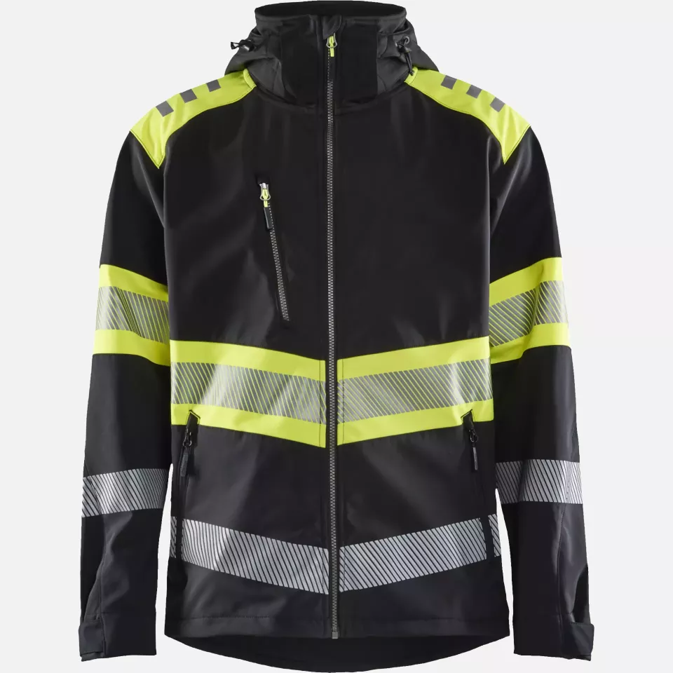 Blaklader 449425139933, High Vis Softshell Jacket, Black/Yellow, image 1, gallery thumbnail