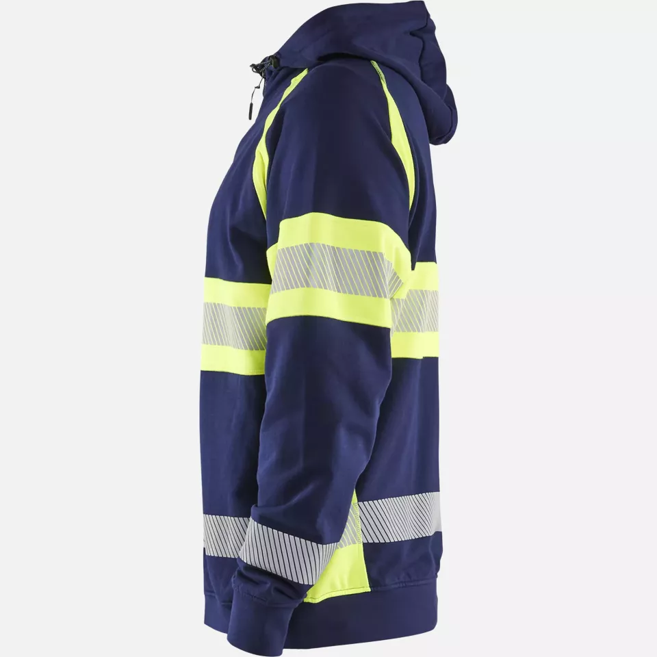 Blaklader 355211588933, High Vis Hooded Jacket, Navy Blue/ Yellow, image 3, gallery thumbnail