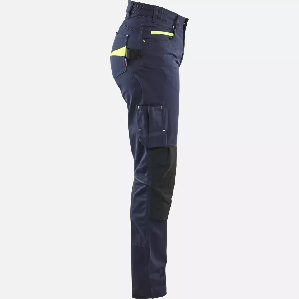 Blaklader 719513308633, Women's Stretch Work Trousers, Dark Navy/Yellow, image 2, gallery thumbnail