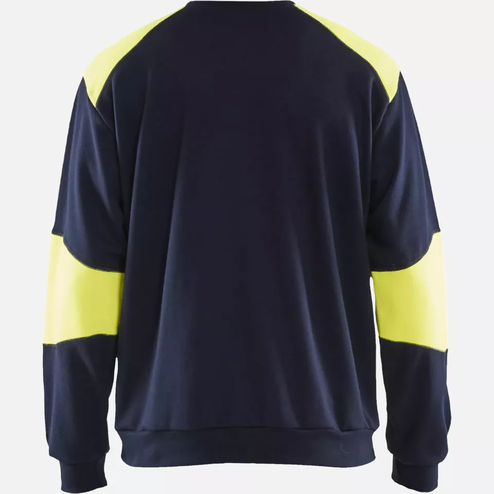 Blaklader 345817628933, Flame Resistant Sweatshirt, Navy/Yellow, image 4, gallery thumbnail