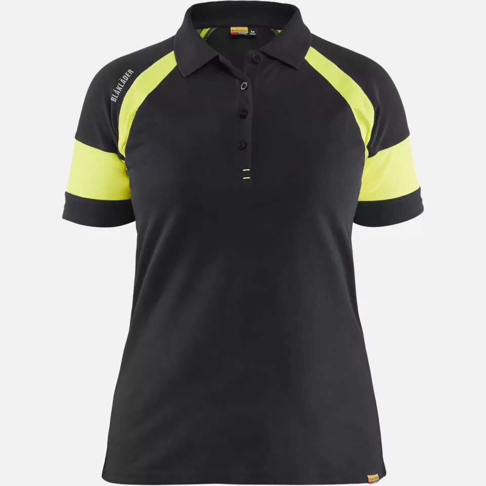 Blaklader 352910509933, High Vis Ladies Polo Shirt, Black/Yellow, image 1, gallery thumbnail