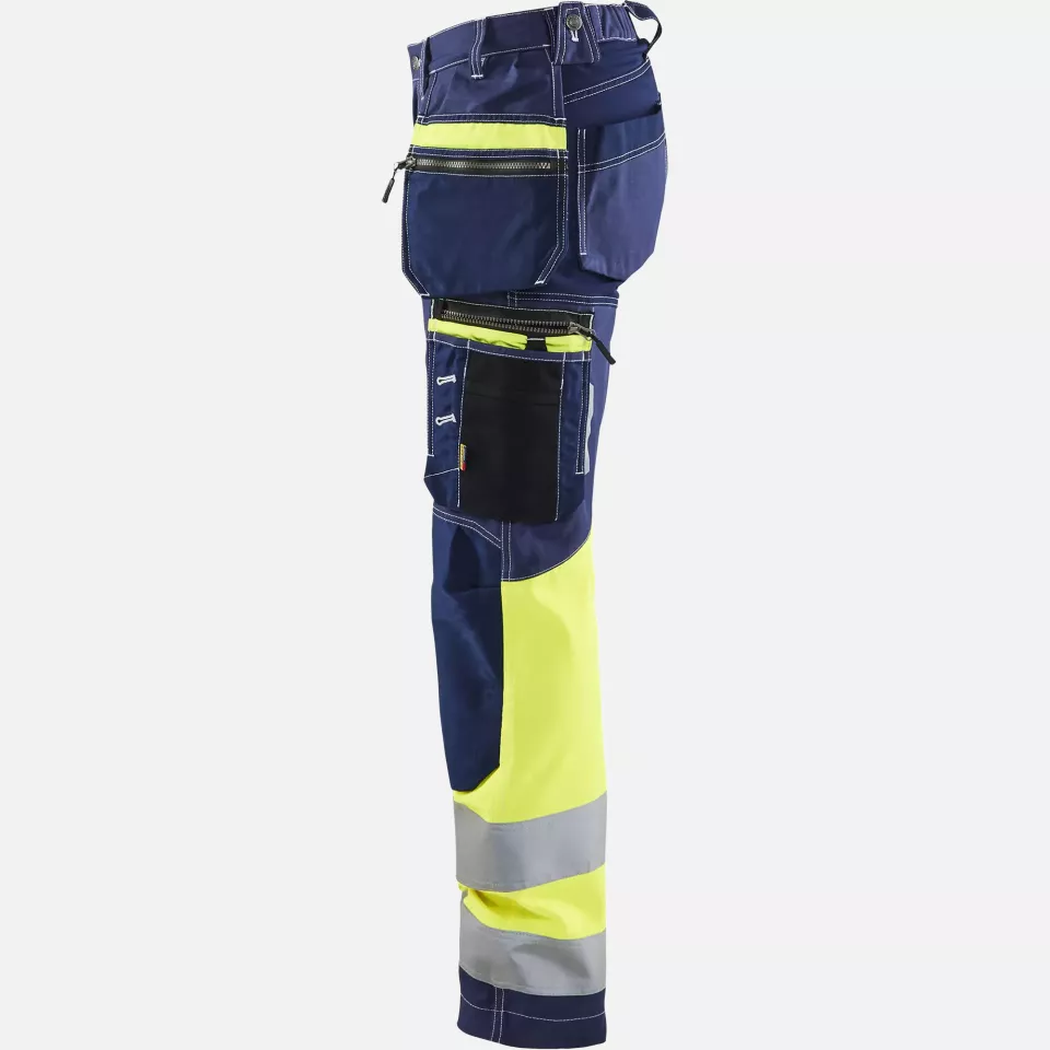 Blaklader 719613708833, High Vis Ladies Stretch Work Trousers, Navy Blue/Yellow, image 8, gallery thumbnail