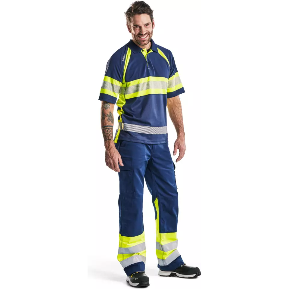 Blaklader 333810518933, High Vis UV Schutz Polo Shirt, Marineblau/ Gelb, image 5, gallery thumbnail