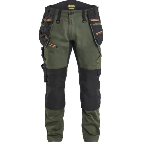Blåkläder STRIKER Stretch Craftsman Work Trousers, Forest Green/Rust