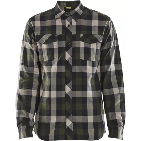 Blaklader Flannel Shirt, Dark Olive Green/Black