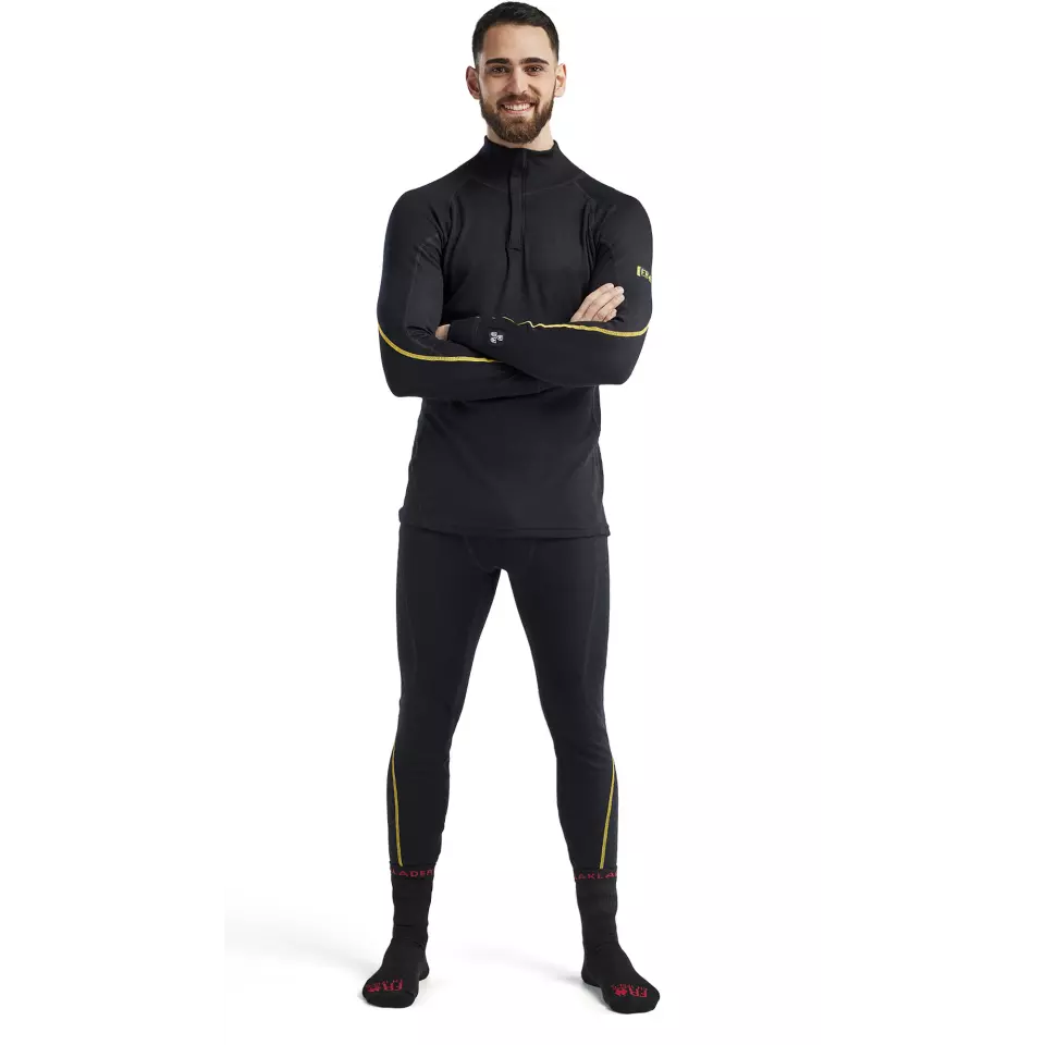 Blaklader 479610759900, Merino Wool Flame Resistant Half-Zip Undershirt, Black, image 4, gallery thumbnail