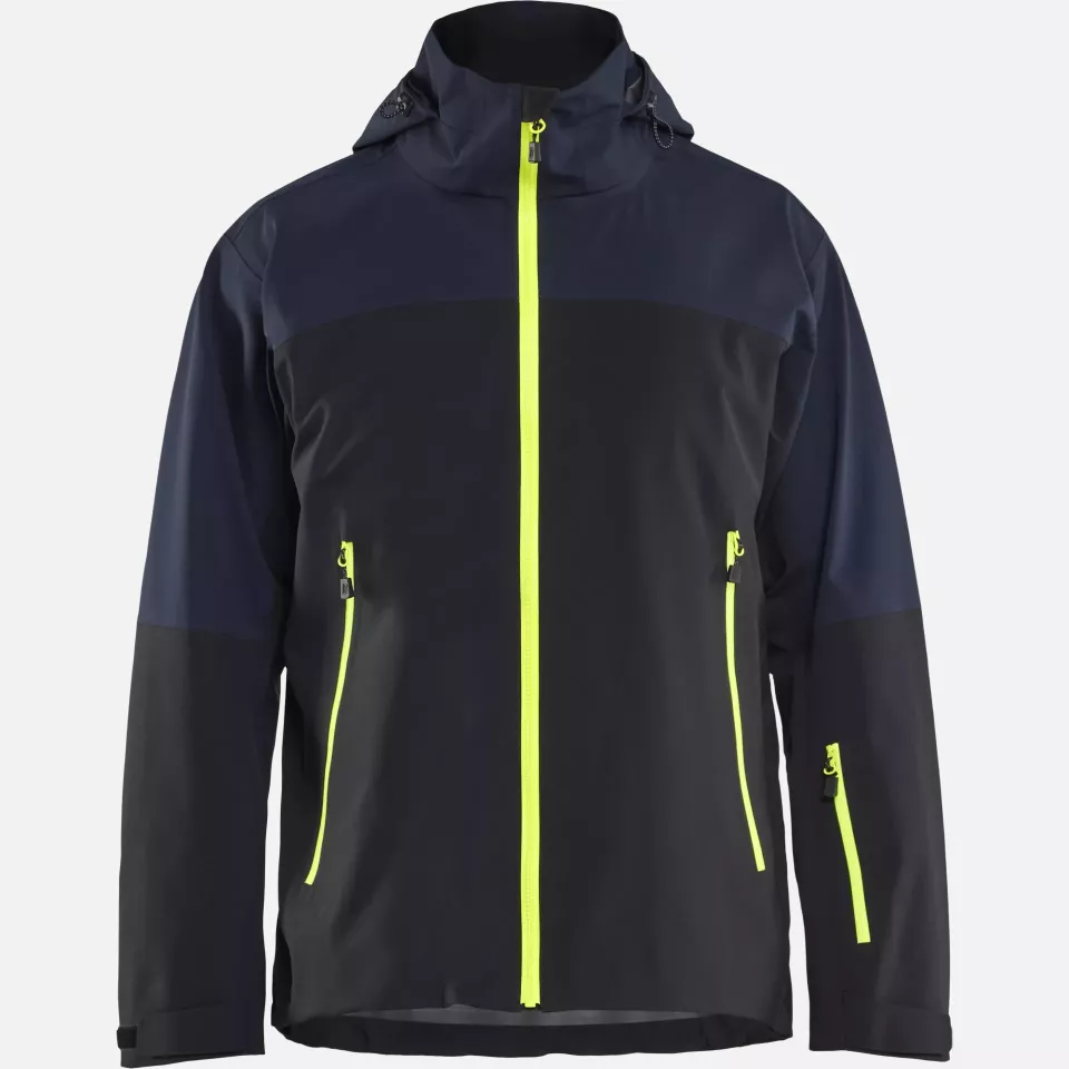 Blaklader 498019168633, Striker Shell Jacket Stretch, Dark Navy/High Vis Yellow, image 1, gallery thumbnail