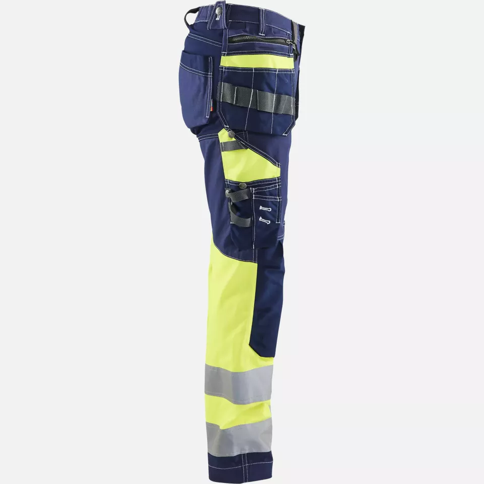 Blaklader 719613708833, High Vis Ladies Stretch Work Trousers, Navy Blue/Yellow, image 7, gallery thumbnail