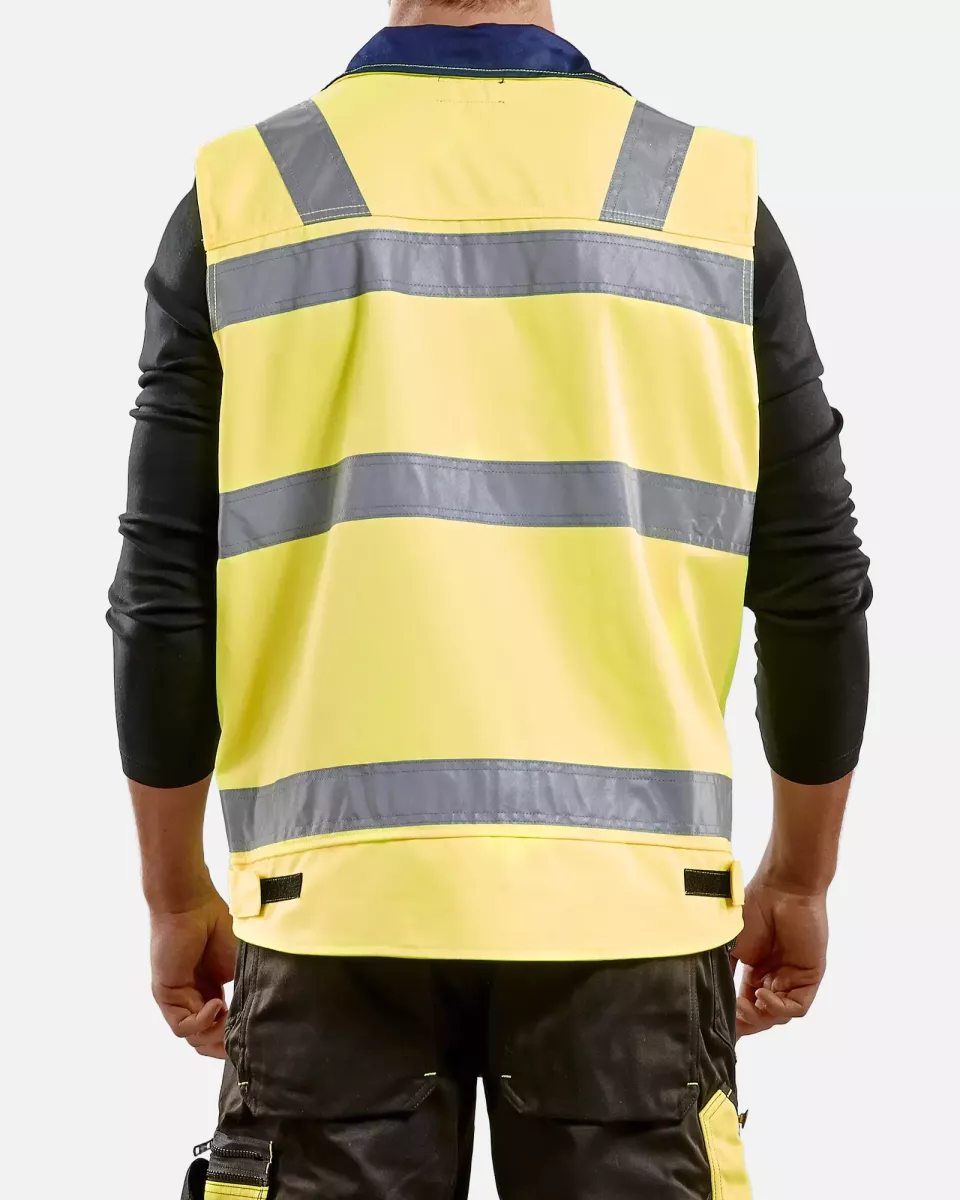 Blaklader 850518043389, High Vis Vest, Yellow/Navy Blue, image 5, gallery thumbnail