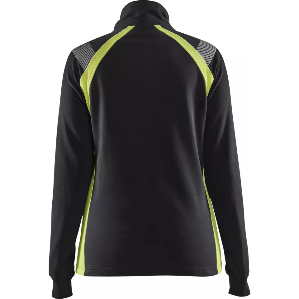 Blaklader 340311589933, Ladies Half Zip Sweatshirt, Black/Yellow, image 4, gallery thumbnail