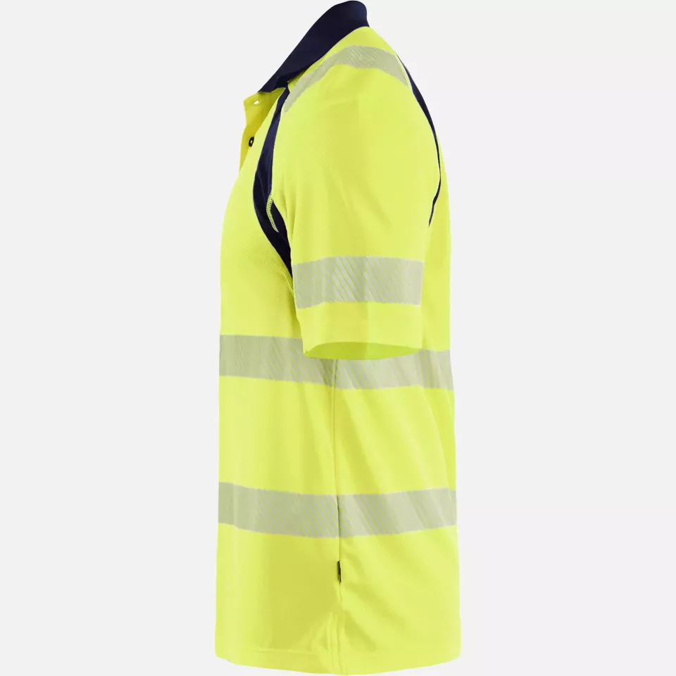 Blaklader 359510133389, High Vis UV Protection Polo Shirt, Yellow/Navy Blue, image 3, gallery thumbnail
