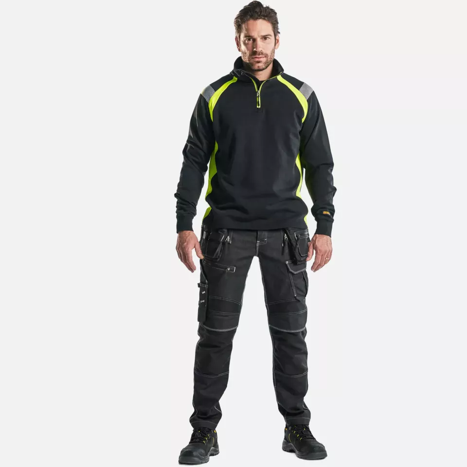 Blaklader 343211589933, Half-Zip Sweatshirt, Black/Yellow, image 5, gallery thumbnail