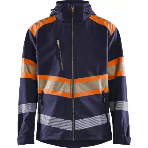 Blaklader High Vis Softshell Jacket, Navy/Orange