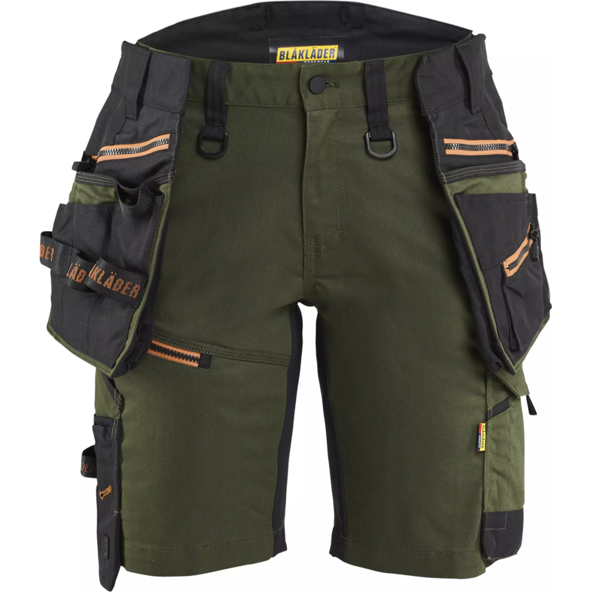 Blåkläder 717511494240, STRIKER Ladies' Stretch Craftsmen's Shorts, Forest Green/Rust, image 1