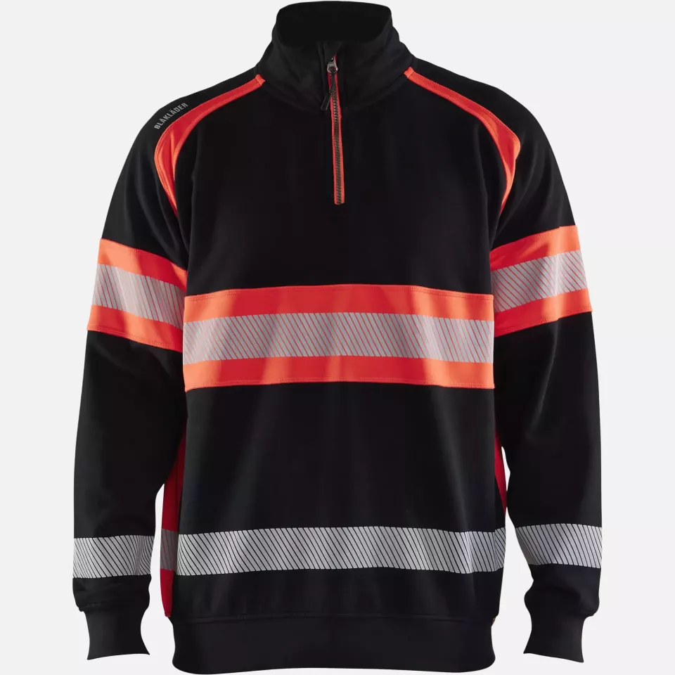 Blaklader 355311589955, High Vis Sweatshirt, Black/High Vis Red, image 1, gallery thumbnail