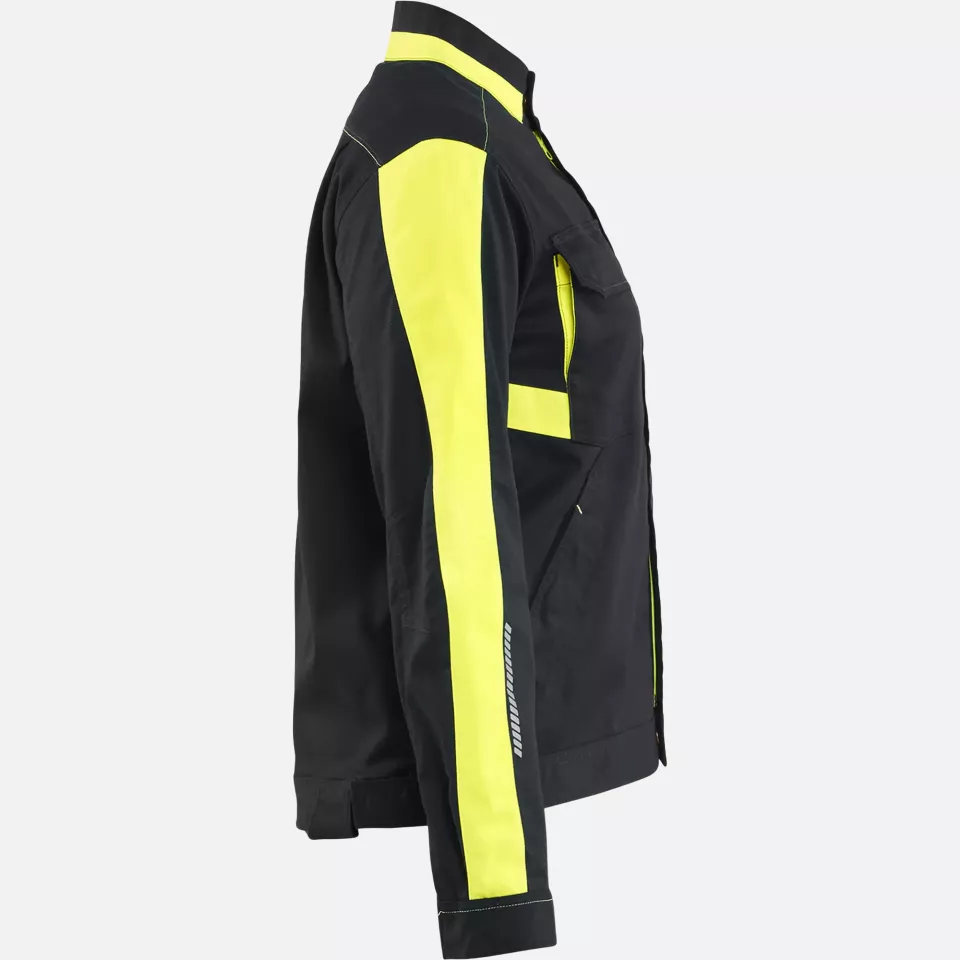 Blaklader 444318329933, Ladies Industrial Stretch Jacket, Black/Yellow, image 2, gallery thumbnail