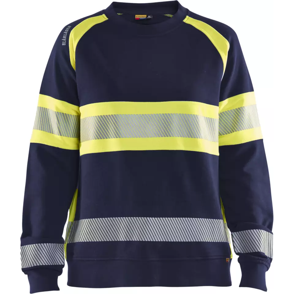 Blåkläder 340911588933, High Vis Ladies Sweatshirt, Navy Blue/ Yellow, image 1, gallery thumbnail
