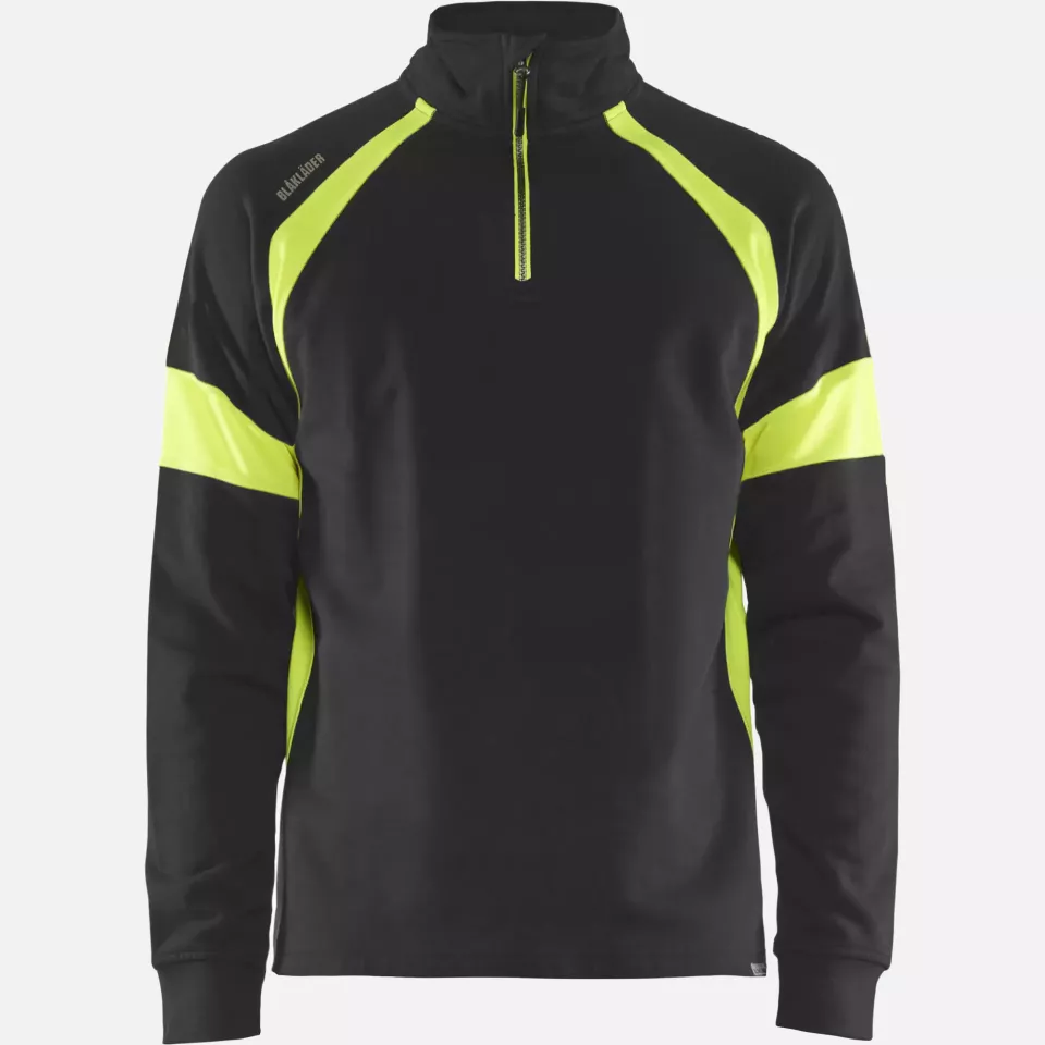 Blaklader 355011589933, Sweatshirt with High Vis Inserts, Black/Yellow, image 1, gallery thumbnail