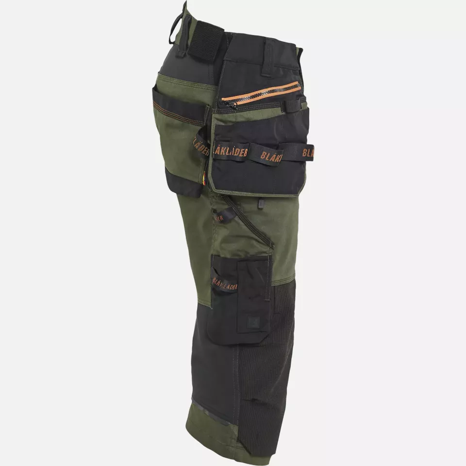 Blaklader 197711494240, STRIKER Stretch Pirate Shorts, Forest Green/Rust, image 2, gallery thumbnail