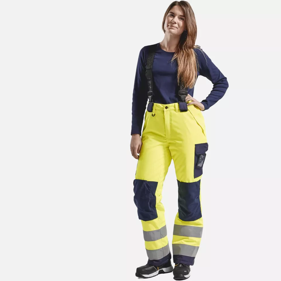 Blaklader 788519773389, High Vis Ladies Winter Work Trousers, Yellow/Navy Blue, image 5, gallery thumbnail