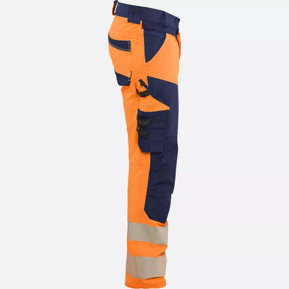 Blaklader 112416485389, Hi-Vis Work Trousers 4-Way Stretch, Hi-Vis Orange/Navy Blue, image 2, gallery thumbnail