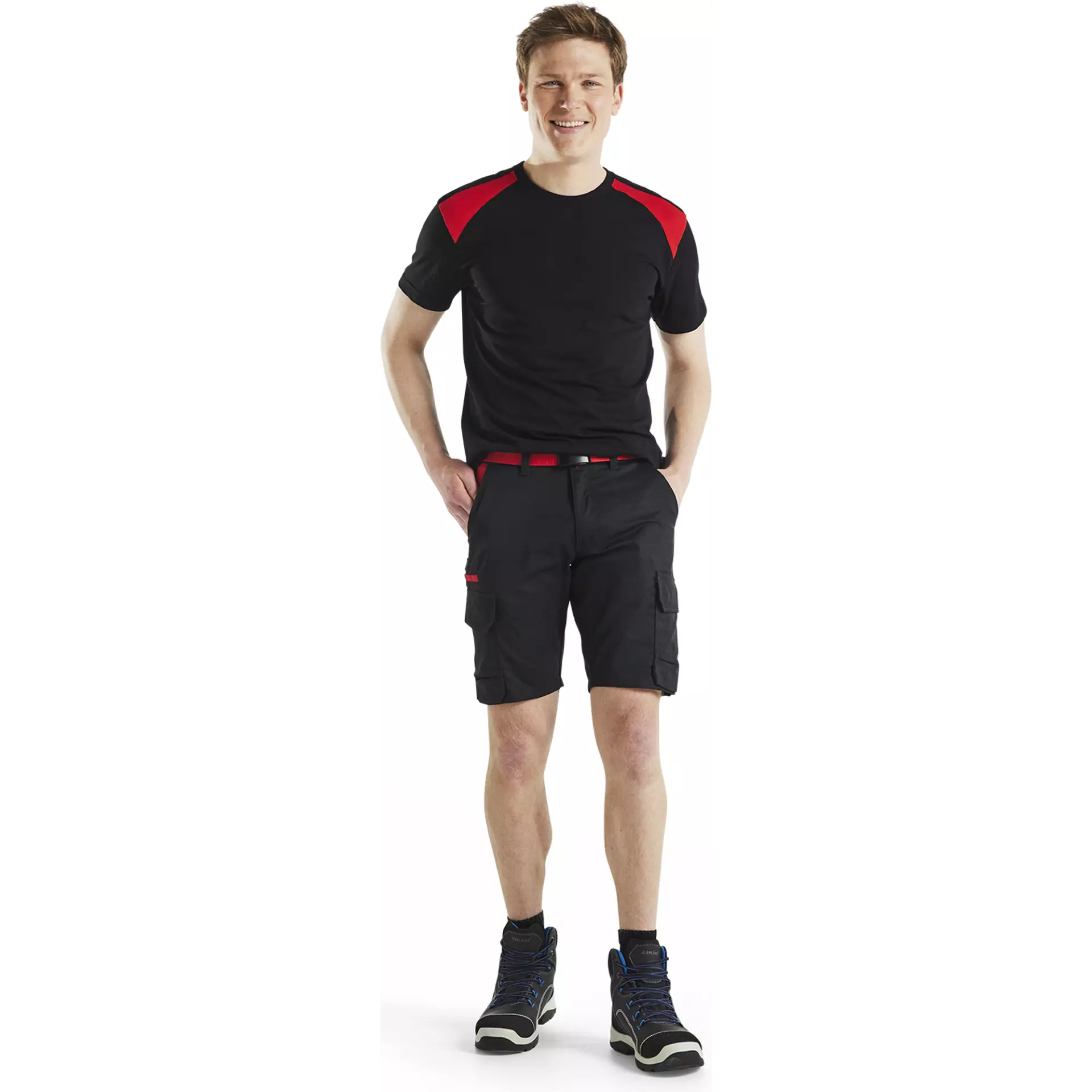 Blaklader 144618329956, Industry Stretch Shorts, Black/Red, image 5