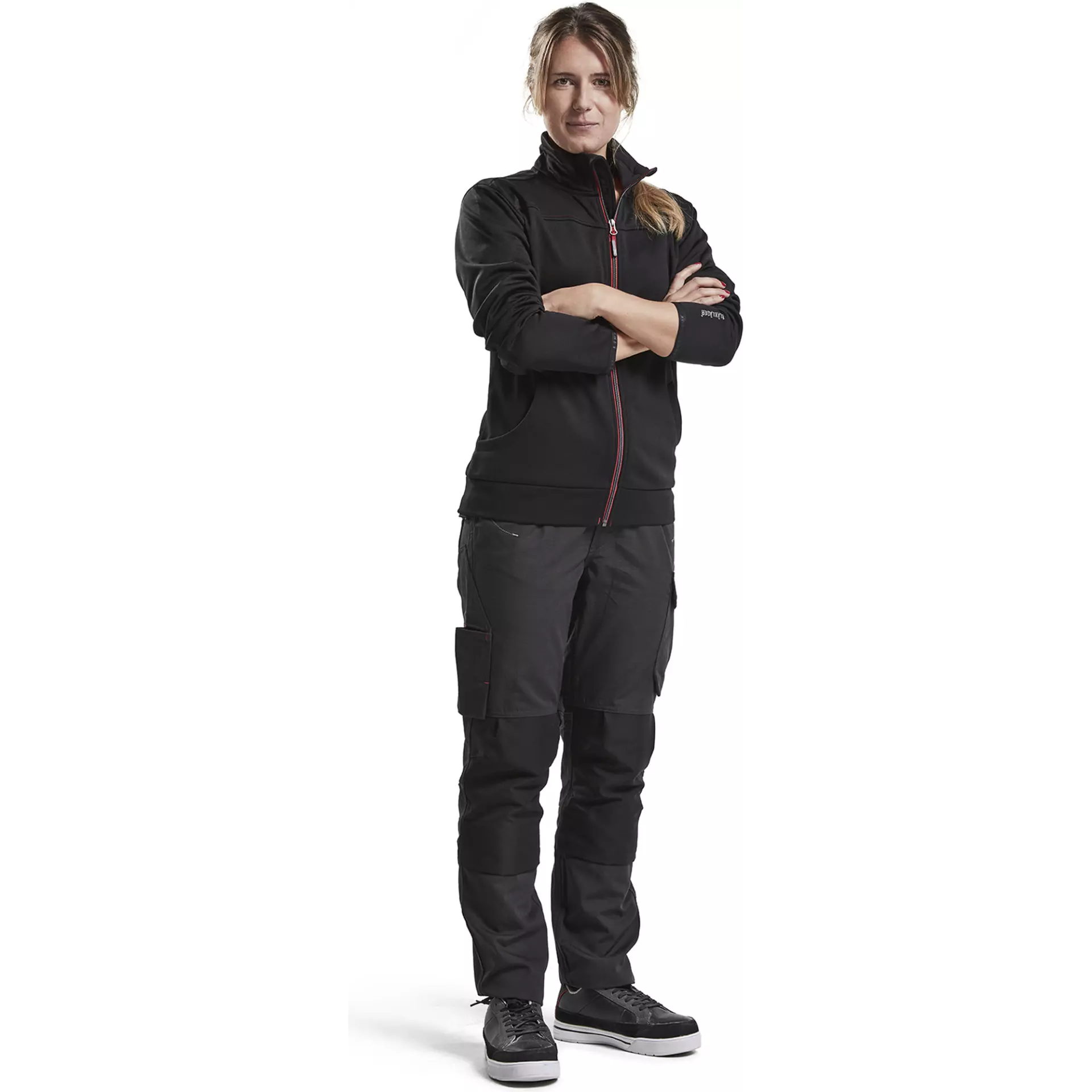 Blåkläder 339425269956, Ladies Zip Sweatshirt, Black/Red, image 5