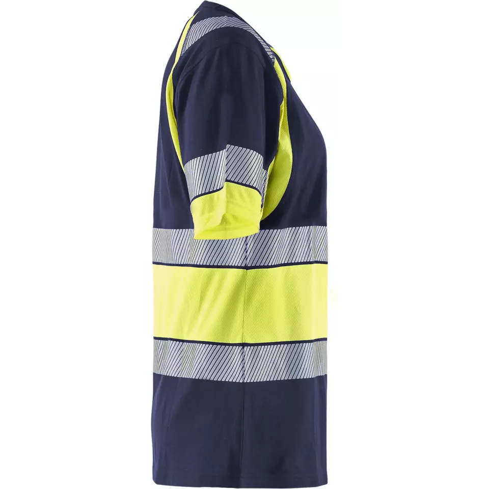 Blåkläder 341010308833, High Vis Women's T-Shirt, Navy Blue/Yellow, image 2, gallery thumbnail