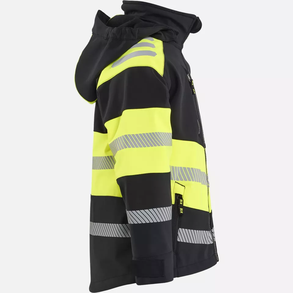 Blaklader 521125139933, Kids Softshell Jacket, Black/High Vis Yellow, image 2, gallery thumbnail