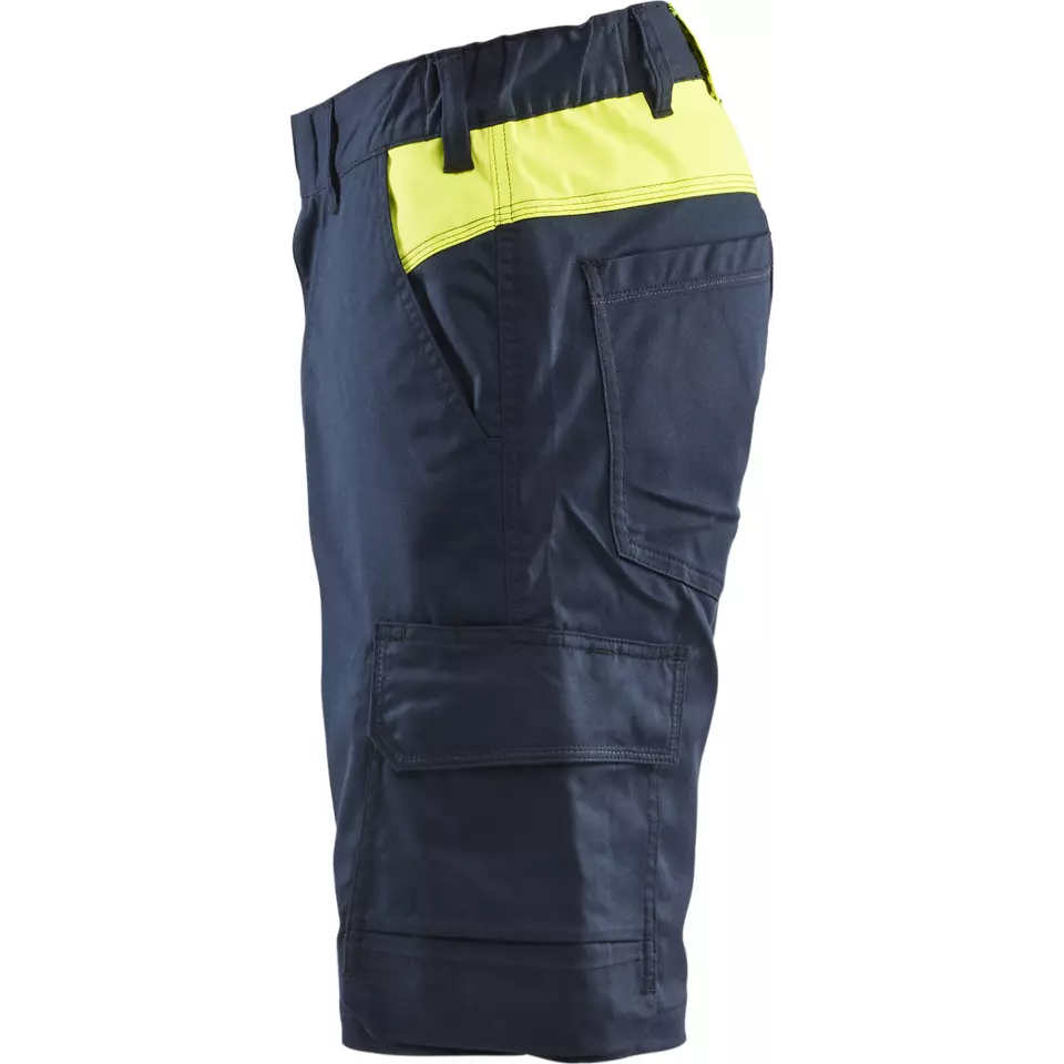 Blaklader 144618328633, Industry Stretch Shorts, Dark Navy/Yellow, image 3, gallery thumbnail