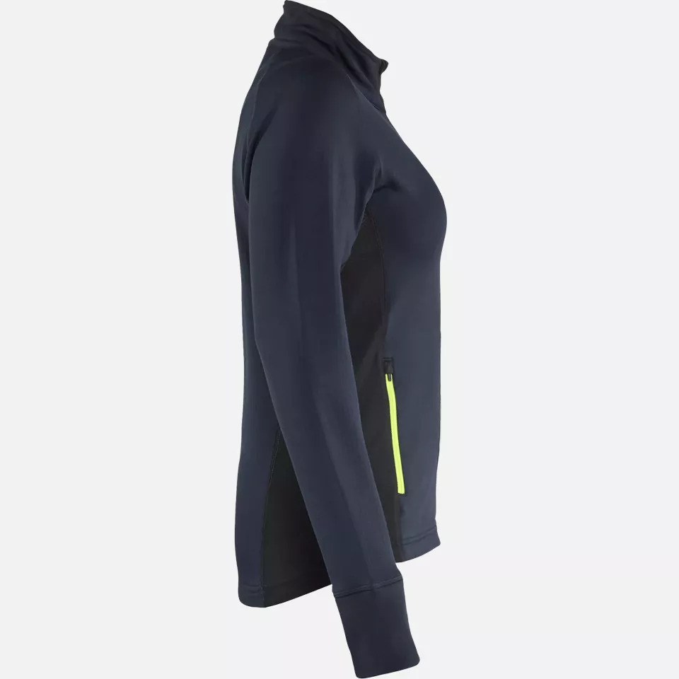 Blaklader 474525398633, STRIKER Ladies Fleece Jacket, Dark Navy/High Vis Yellow, image 2, gallery thumbnail