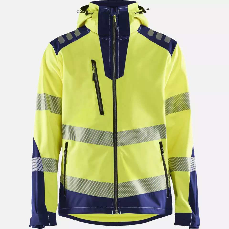 Blaklader 449125133389, High Vis Softshell Jacket, Yellow/Navy Blue, image 1, gallery thumbnail