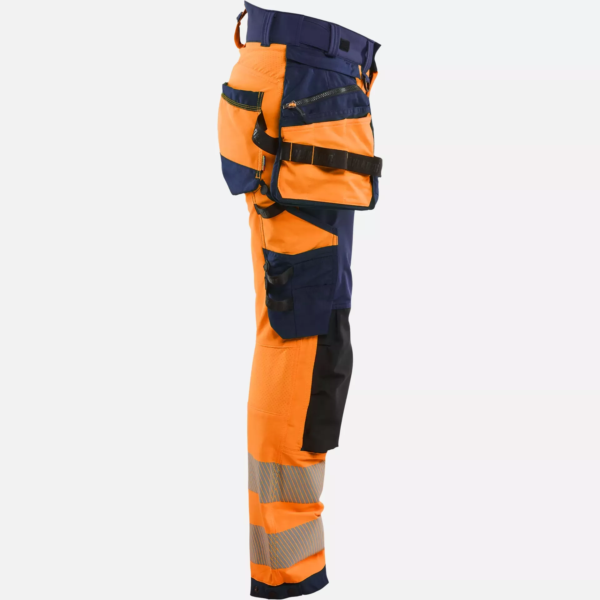 Blaklader 702216485389, High Vis Ladies 4-Way Stretch Trousers, Orange/Navy Blue, image 2