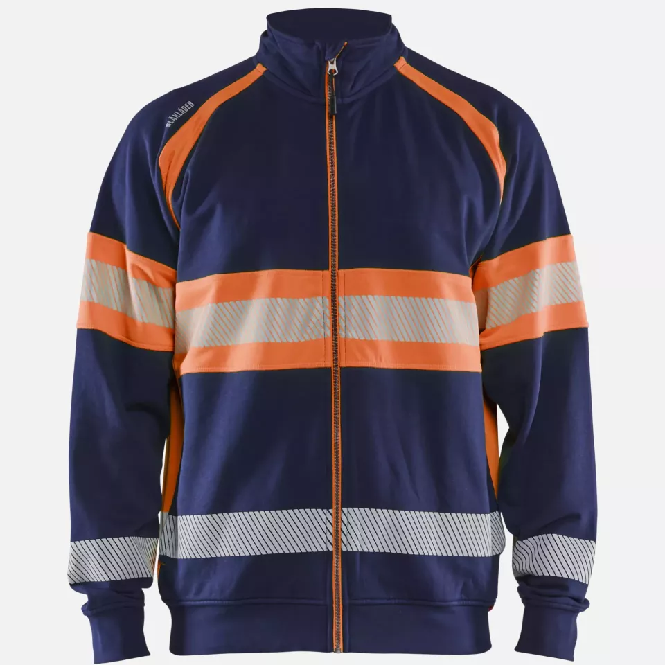Blaklader 355111588953, High Vis Sweat Jacket, Navy Blue/Orange, image 1, gallery thumbnail