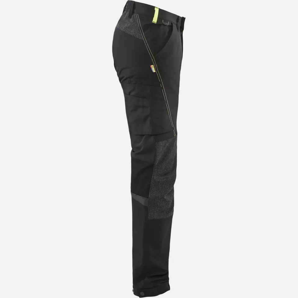 Blaklader 142216459933, 4-Way Service Stretch Work Trousers, Black/Yellow, image 2, gallery thumbnail