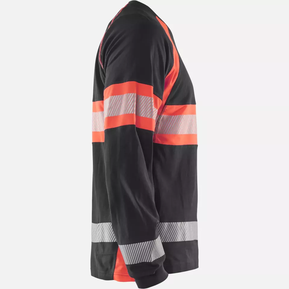 Blaklader 351010309955, Long Sleeve High Vis Shirt, Black/High Vis Red, image 2, gallery thumbnail